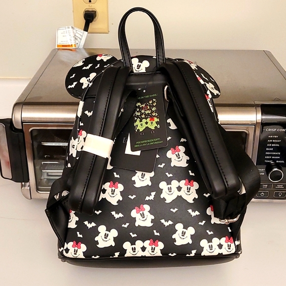 🎉HPx7🎉 Loungefly Mickey+Minnie Mouse Ghostly GID Mini Backpack - Picture 3 of 4